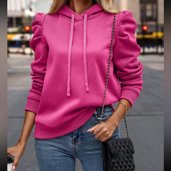 Cozy gigot sleeve drawstring hoodie - Picture 12 of 16